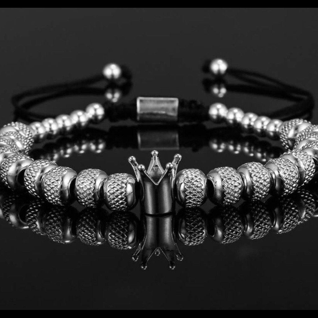 Men Sliver King Crown Bracelet